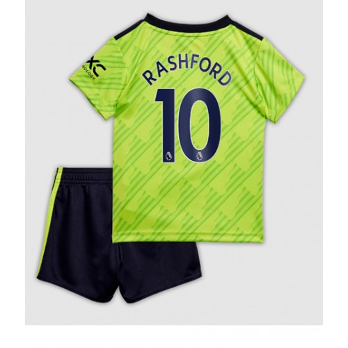 Fotbalové Dres Manchester United Marcus Rashford #10 Dětské Alternativní 2022-23 Krátký Rukáv (+ trenýrky)